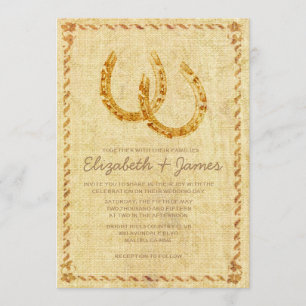 Vintage Einladung zur Hochzeit von Hufeisen