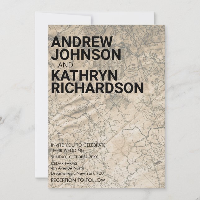 Vintage Einladung zur Hochzeitsfeier (Vorderseite)