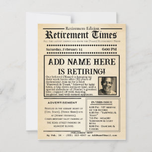 Vintage Einladung zur "Ruhestandszeit" Postkarte