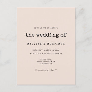 Vintage Einladung zur Schreibmaschinenhochzeit Postkarte