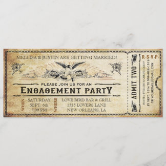 Vintage Einladung zur Verlobungsfeier Ticket