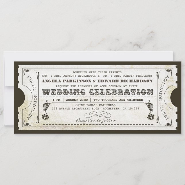Vintage Einladungen für Hochzeiten (Vorderseite)
