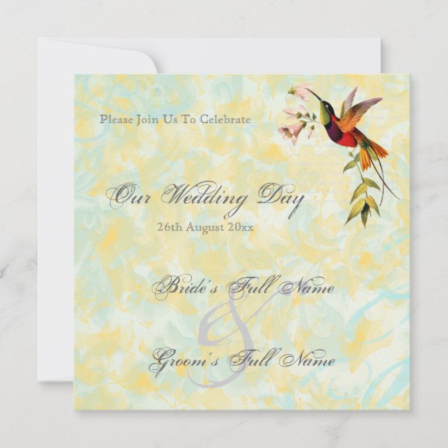 Vintage Einladungen für Hochzeiten bei Hummingbird (Vorderseite)