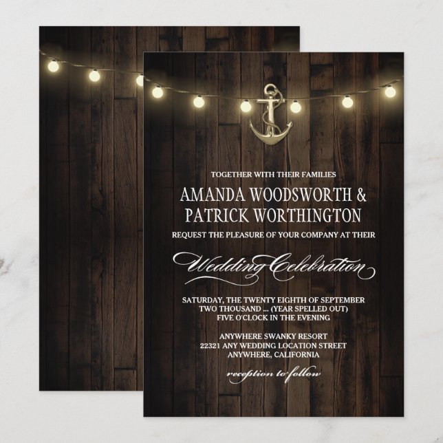 Vintage Einladungen für rustikale Hochzeiten (Vorne/Hinten)