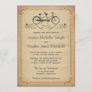 Vintage Einladungen für Tandem-Hochzeiten