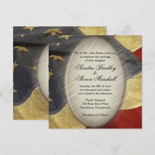 Vintage Einladungen zu Hochzeiten unter amerikanis (Vorne/Hinten)