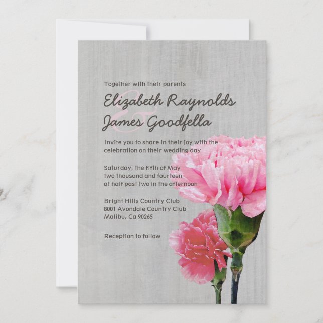 Vintage Einladungen zur Mini-Carnation-Hochzeit (Vorderseite)