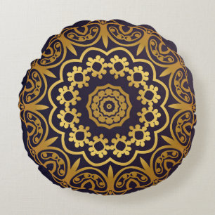Vintage-Einladungskarte mit Mandala-Muster. Dekor Rundes Kissen
