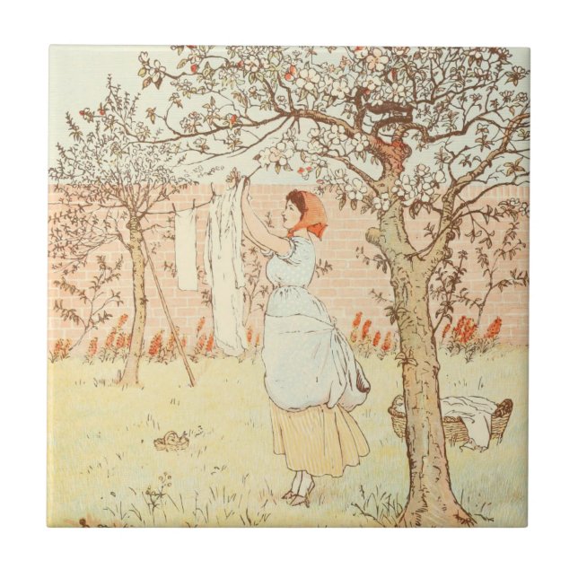 Vintage Einrichtung des Waschsalons Fliese (Vorderseite)