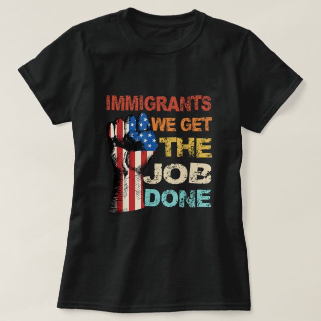 Vintage Einwanderer Shirt amerikanische Flagge erh (Design vorne)