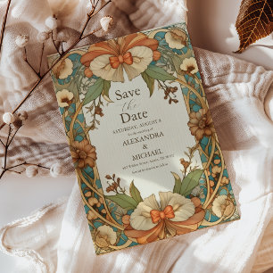 Vintage einzigartige floral Art Nouveau Hochzeit Save The Date