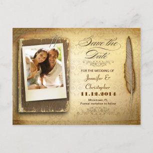 vintage einzigartige Save-the-Date-Foto-Postkarten Ankündigungspostkarte