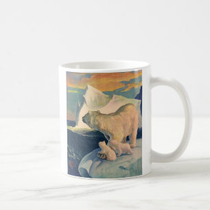 Vintage-Eisbären auf Eisberg, wilde arktische Tier Kaffeetasse