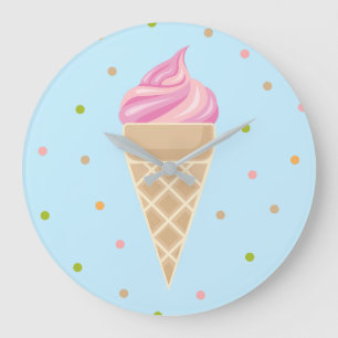 Vintage Eiscreme-Illustration Große Wanduhr