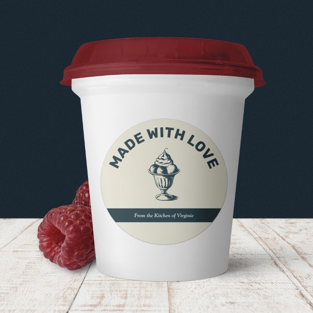 Vintage Eiscreme mit Aufkleber für die Liebe (Vintage Ice Cream Made with Love Label Sticker)