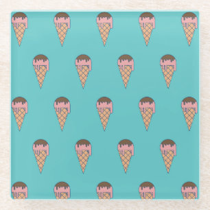 Vintage-Eiscreme-Muster: Pastellpalette. Glasuntersetzer