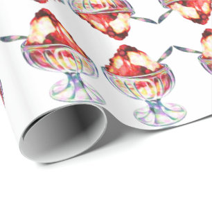 Vintage Eiscreme, rot-weiß Geschenkpapier