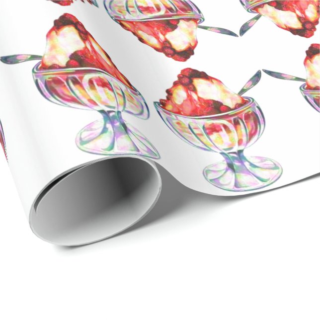 Vintage Eiscreme, rot-weiß Geschenkpapier (Rolleneckpunkt)