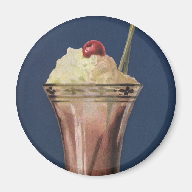 Vintage Eiscreme-Shake, gepeitschte Creme & Cherry Magnet (Vorne)