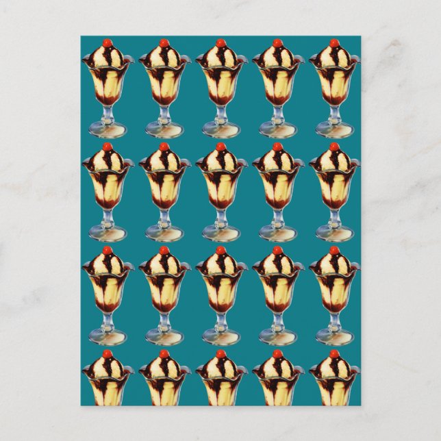 Vintage Eiscreme Sundae Postkarte (Vorderseite)