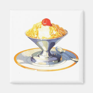 Vintage Eiscreme-Sundae Retro-Desserts Magnet