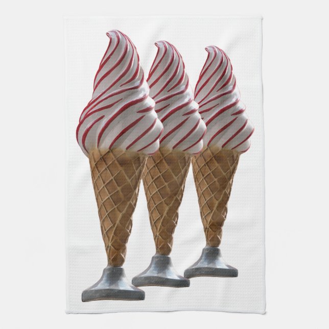 Vintage-Eiscreme-Waffel Geschirrtuch (Vertikal)