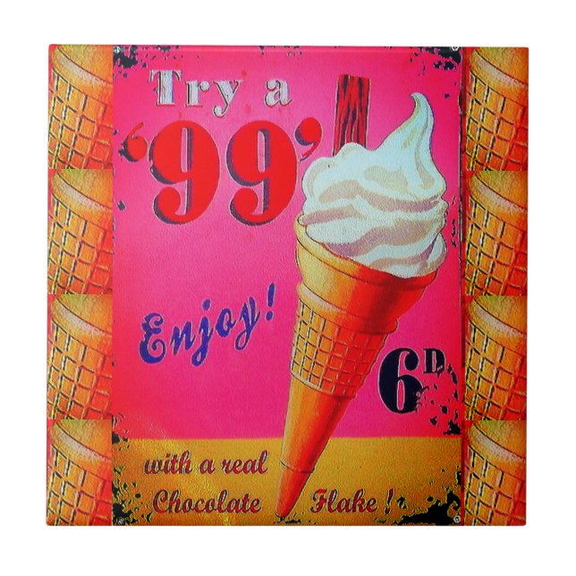 Vintage Eisdiele Keramik Fliese (Vorderseite)