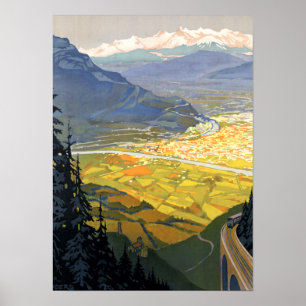 Vintage Eisenbahn Grenoble Poster