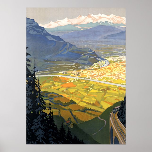 Vintage Eisenbahn Grenoble Poster (Vorne)