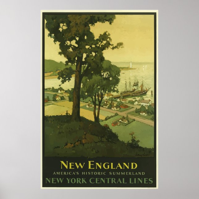 Vintage Eisenbahn in Neuengland Poster (Vorne)