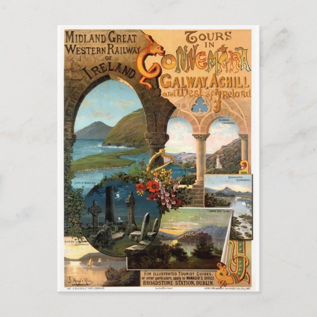 Vintage Eisenbahn Irlands Postkarte (Vorderseite)