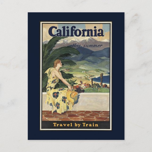 Vintage Eisenbahn - Kalifornien Reisewerbung Postkarte (Vorderseite)