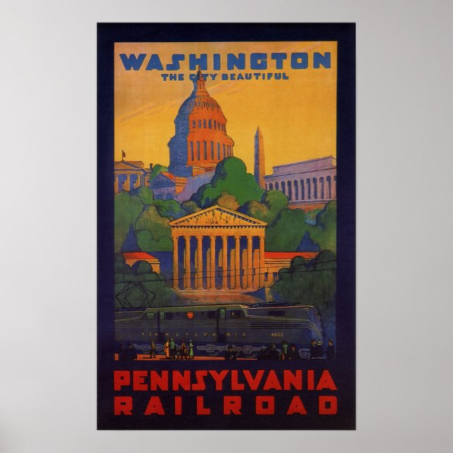 Vintage Eisenbahn nach Washington D.C. Poster (Vorne)