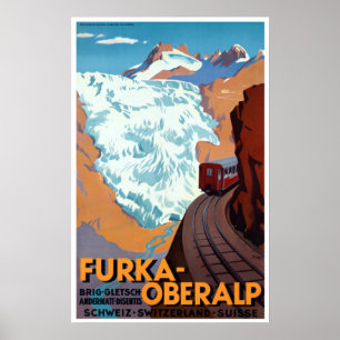 Vintage Eisenbahn Schweiz Alpen Poster