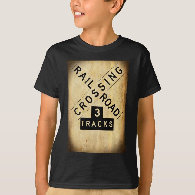 Vintage Eisenbahn-Überfahrt Crossbuck T-Shirt (Vorderseite)