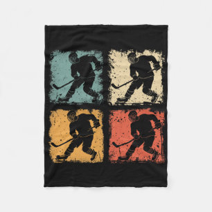 Vintage-Eishockeyspieler Clic Retro-Stil Grafik Fleecedecke
