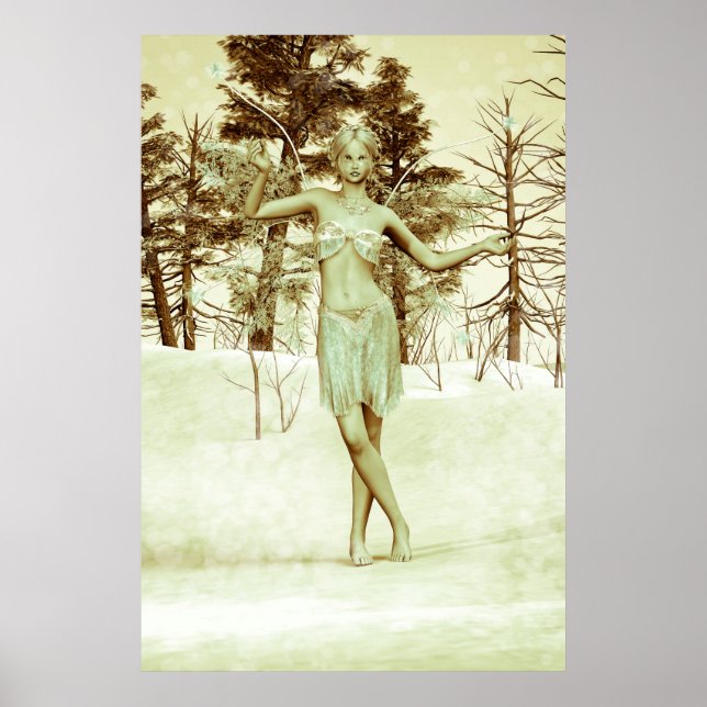 Vintage Eismühle im Winterwald Poster (Vorne)