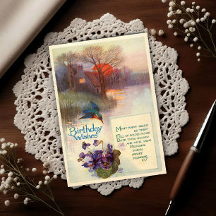 Vintage Eisvogel 1917 Geburtstag Postkarte