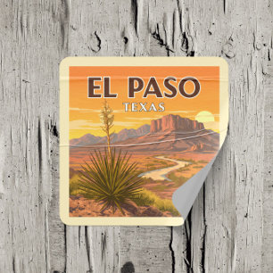 Vintage El Paso Texas Quadratischer Aufkleber