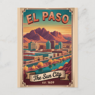 Vintage El Paso Texas Retro-Reise Feiertagspostkarte