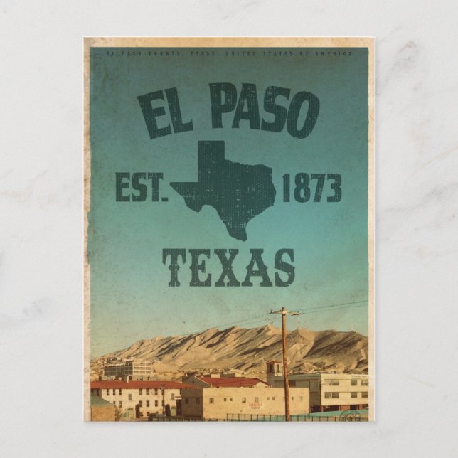 Vintage El Paso Texas Travel Postcard Postkarte (Vorderseite)