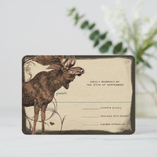 Vintage Elch Forest Lodge Ranch Hochzeit RSVP Karte