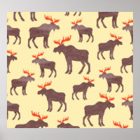 Vintage Elch-Silhouette, Aquarellmuster