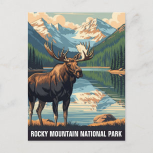 Vintage Elche im Rocky Mountain Nationalpark Postkarte