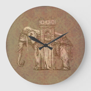 Vintage Elefant-Bastille Große Wanduhr