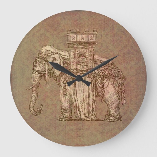 Vintage Elefant-Bastille Große Wanduhr (Vorderseite)