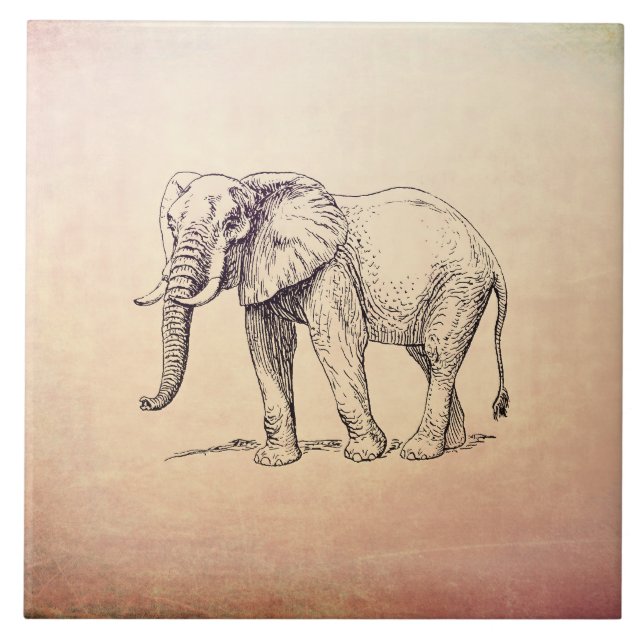 Vintage-Elefant Fliese (Vorderseite)