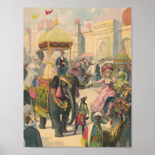 Vintage Elefanten-Fahrtposter Poster
