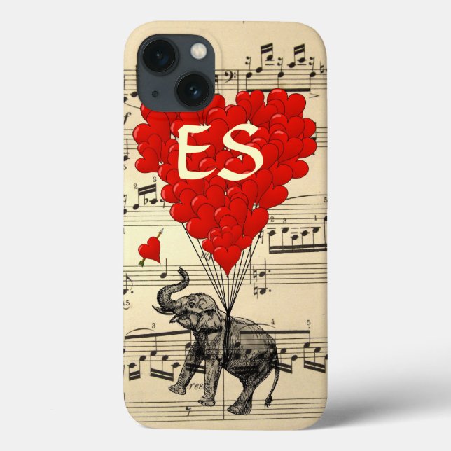 Vintage Elefanten- und Rotherzballons Case-Mate iPhone Hülle (Rückseite)
