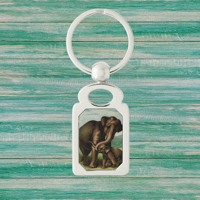 Vintage Elefantenkuh mit ihrem Baby Schlüsselanhänger (Von Creator hochgeladen)